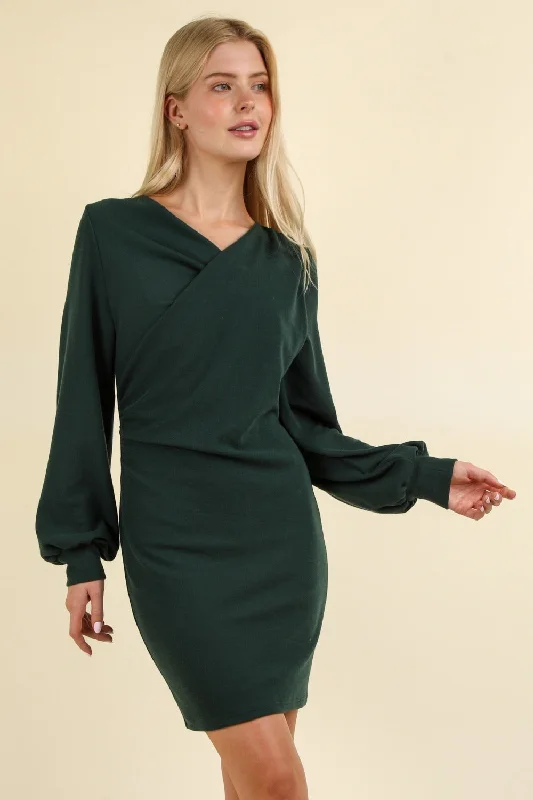   Forest Green  Ruched Detail Bodycon Mini Dress