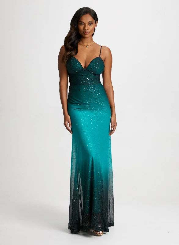 Midi dresses with sheer panels for a touch of allure V-Neck Ombré Dress
