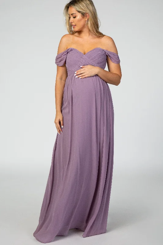 Maternity dress for a tea party PinkBlush Lavender Off Shoulder Chiffon Maxi Maternity Dress Maternity dress for a tea party PinkBlush Lavender Off Shoulder Chiffon Maxi Maternity Dress