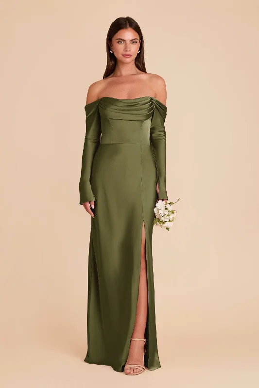 Maternity dress for a baby's first birthday party Maya Matte Satin Dress - Martini