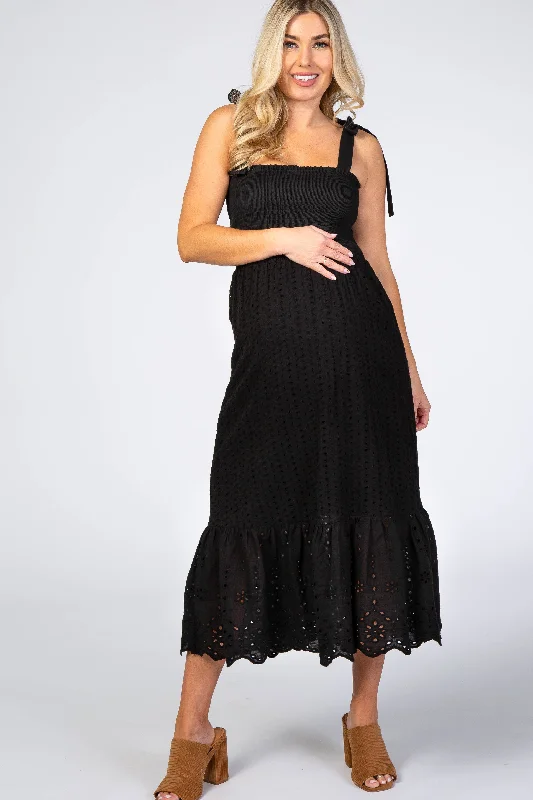 Maternity dress for a baby's first visit to the flower garden Black Eyelet Maternity Dress Maternity dress for a baby's first visit to the flower garden Black Eyelet Maternity Dress