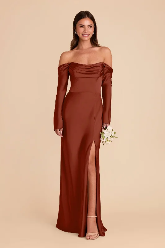 Maternity dress for a city sightseeing trip Maya Matte Satin Dress - Auburn