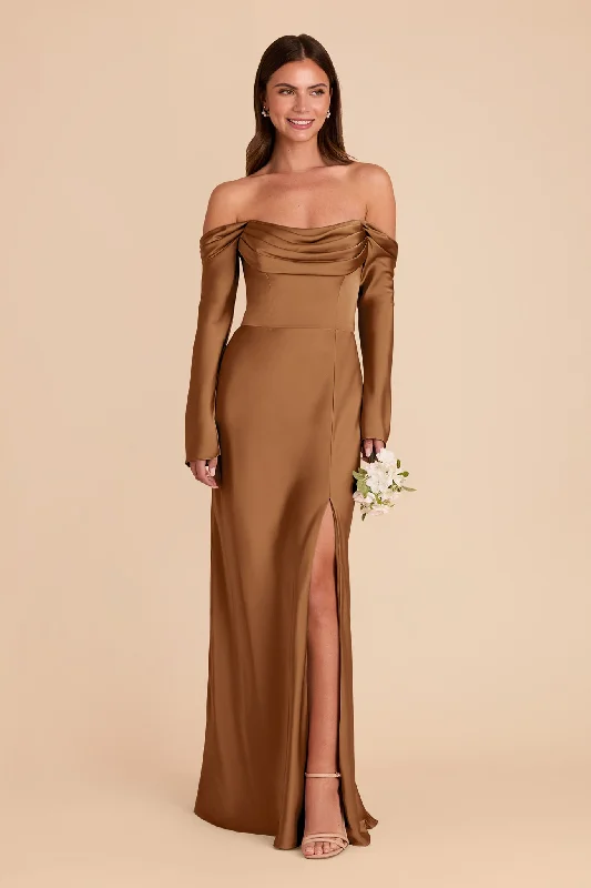 Maternity dress for a Christmas party Maya Matte Satin Dress - Copper