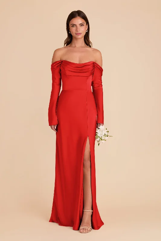 Maternity dress for a picnic in the park Maya Matte Satin Dress - Lipstick Red