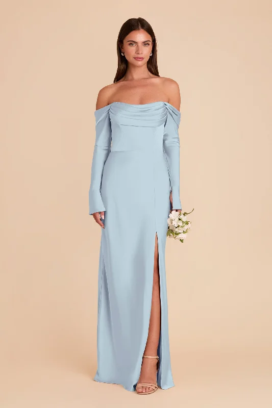 Maternity denim dress for a casual vibe Maya Matte Satin Dress - Mist Blue