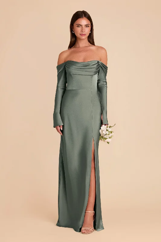 Maternity dress for a baby's first visit to the butterfly garden Maya Matte Satin Dress - Sea Glass Maternity dress for a baby's first visit to the butterfly garden Maya Matte Satin Dress - Sea Glass