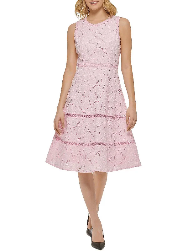 Ruffled Women Dress with Multiple Layers for a Playful and Girly Style Ruffled Women Dress with Multiple Layers for a Playful and Girly Style Womens Eyelet Knee Shift Dress