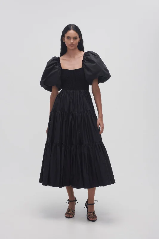 Midi dresses with abstract art prints for an artistic statementCasa Puff Sleeve Midi Dress