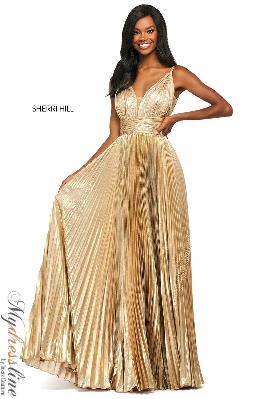 Prom dresses with lace - trimmed hems and off - the - shoulder necklines for a delicate lookSherri Hill 53737